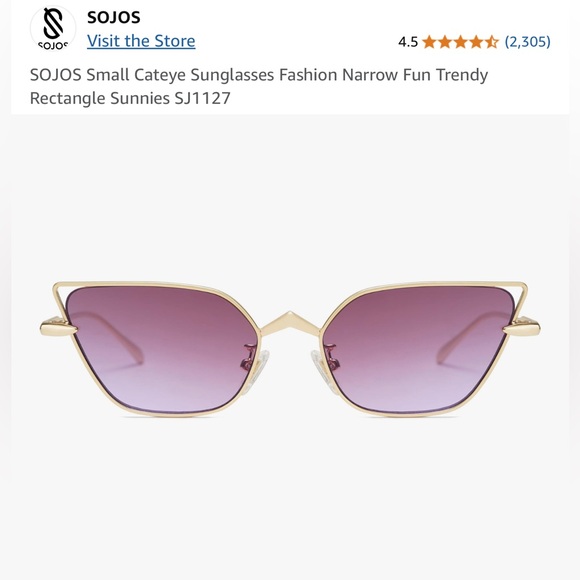 SOJOS Small Cateye Sunglasses Fashion Narrow Fun Trendy Rectangle Sunnies SJ1127 - Picture 7 of 9